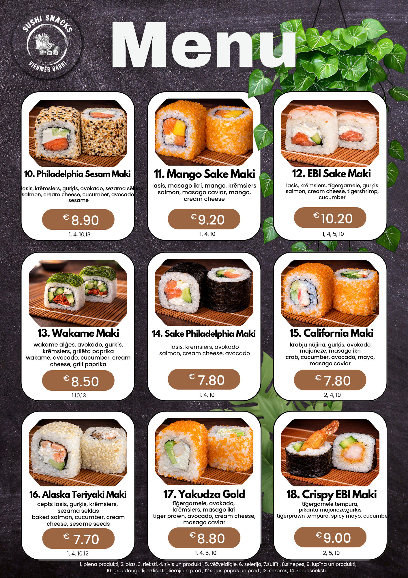 Sushi Snacks. Suši, poke, uzkodas un picas. Piegāde Mārupē un Tīrainē.