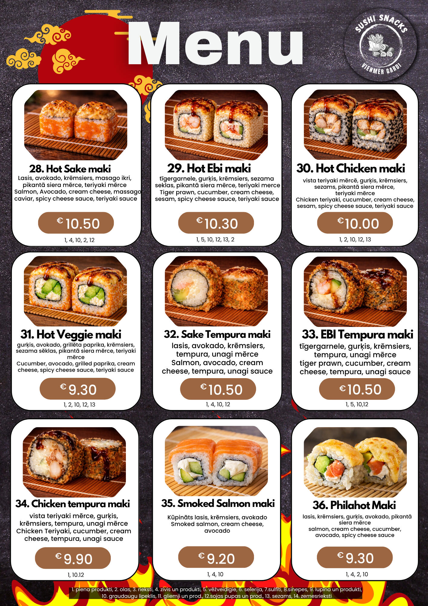 Sushi Snacks. Suši, poke, uzkodas un picas. Piegāde Mārupē un Tīrainē.