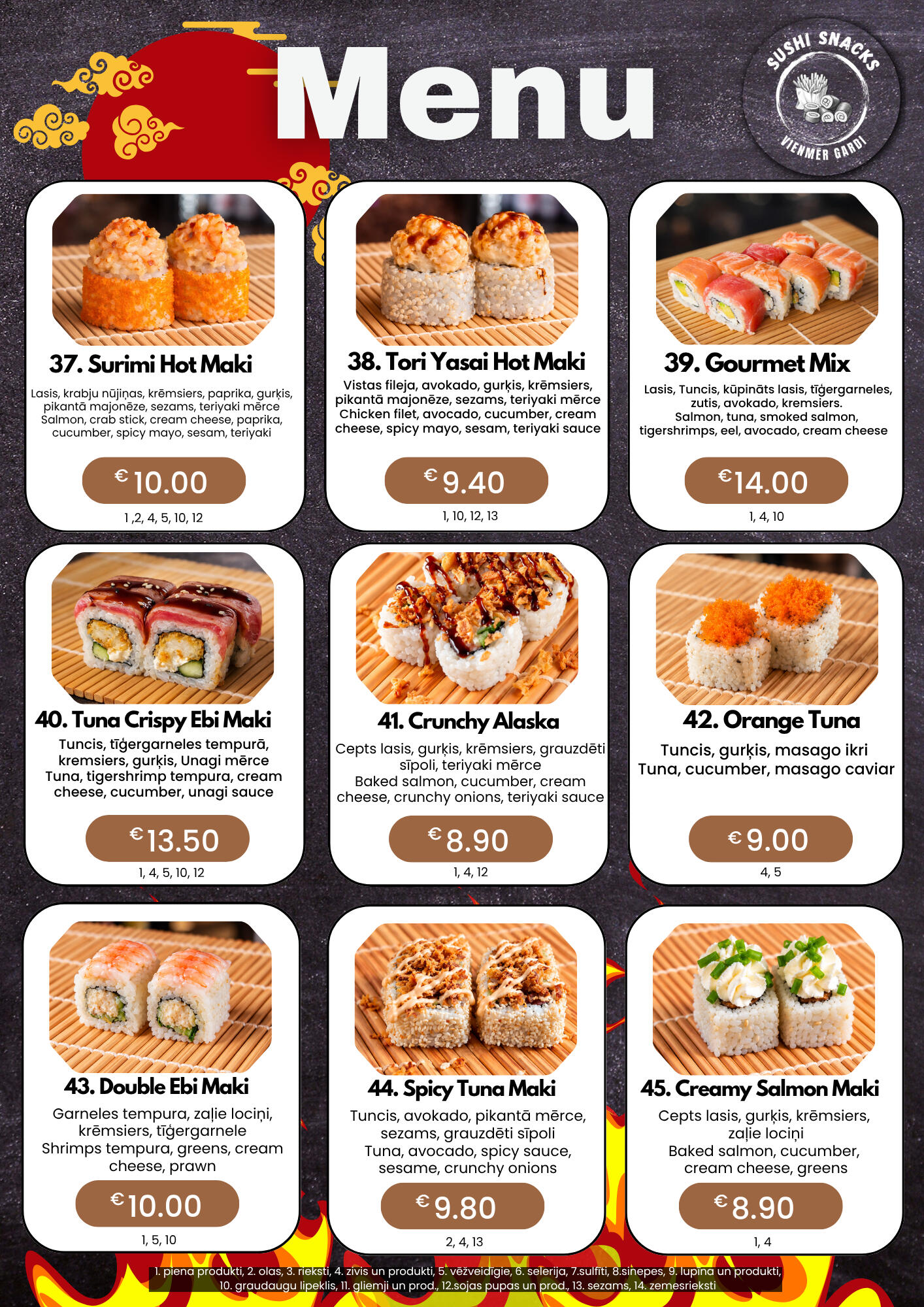 Sushi Snacks. Suši, poke, uzkodas un picas. Piegāde Mārupē un Tīrainē.